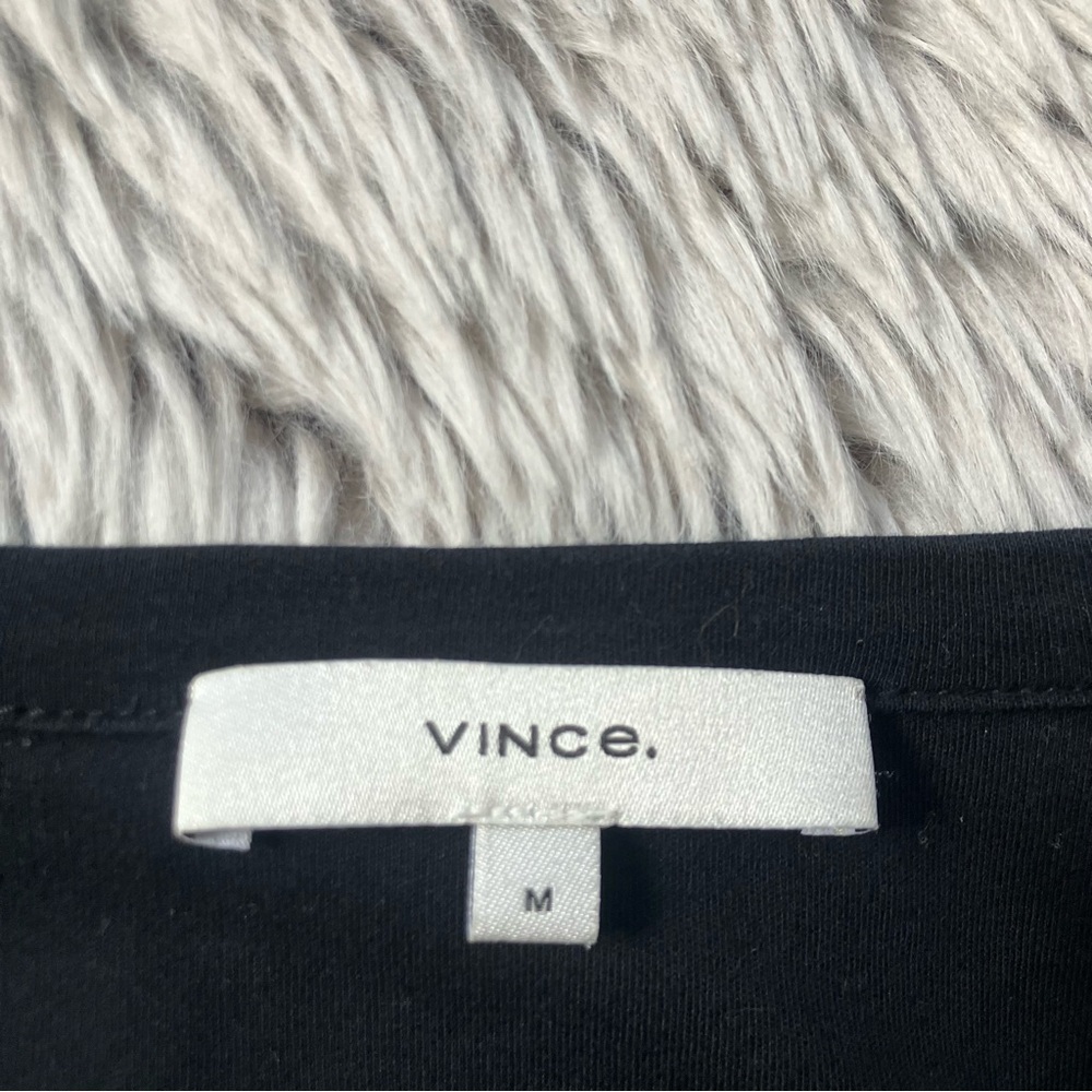 Vince Popover Vneck Tier Dress Black Medium - Picture 3 of 10